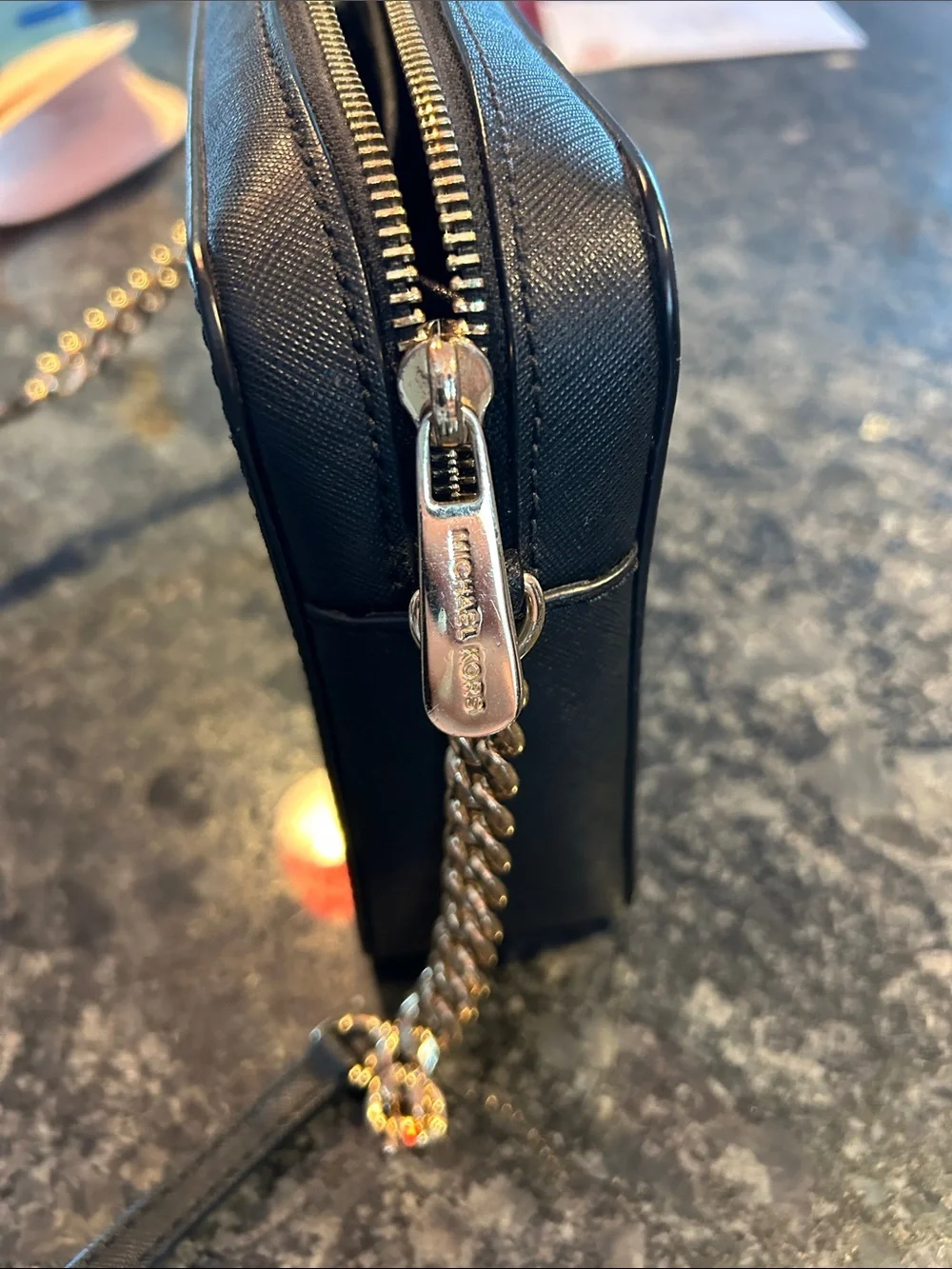 Michael Kors Black Crossbody with Gold Chain Strap